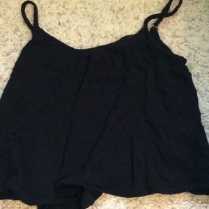 Black Flowy Crop Tank Top